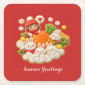 Holiday rabbits rechteckiger pappuntersetzer (Vorderseite)