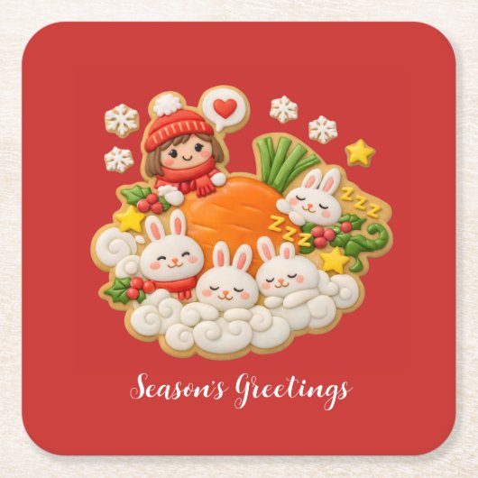 Holiday rabbits rechteckiger pappuntersetzer (Vorderseite)