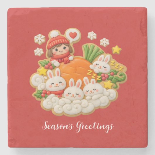 Holiday rabbits steinuntersetzer (Vorderseite)