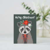 Holiday Raccoon Feiertagskarte (Stehend Vorderseite)