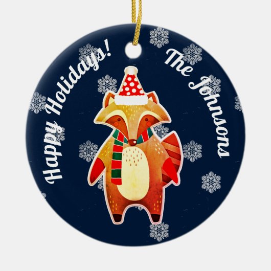 Holiday Raccoon Keramik Ornament (Vorne)