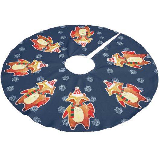 Holiday Raccoon Polyester Weihnachtsbaumdecke (Schrägansicht)