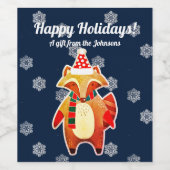 Holiday Raccoon Weinetikett (Einzelnes Label)