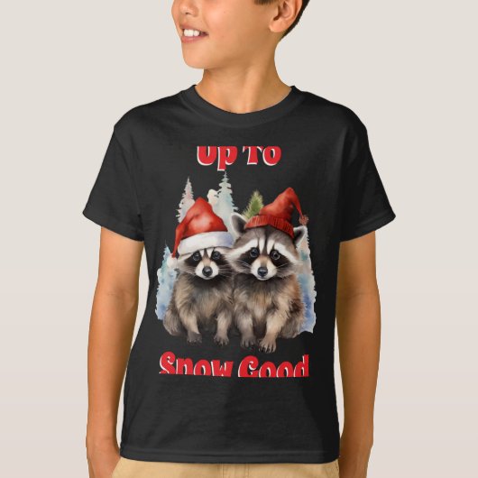 Holiday Raccoons Up To Snow Good T Shirt (Vorderseite)
