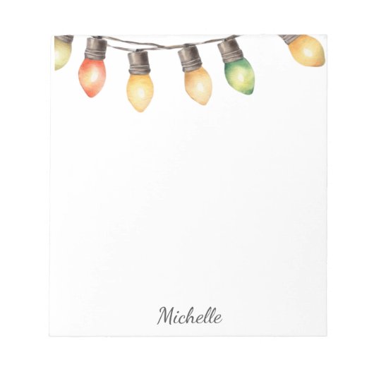 Holiday Rainbow Weihnachtslichter Personalisiert N Notizblock (Vorderseite)
