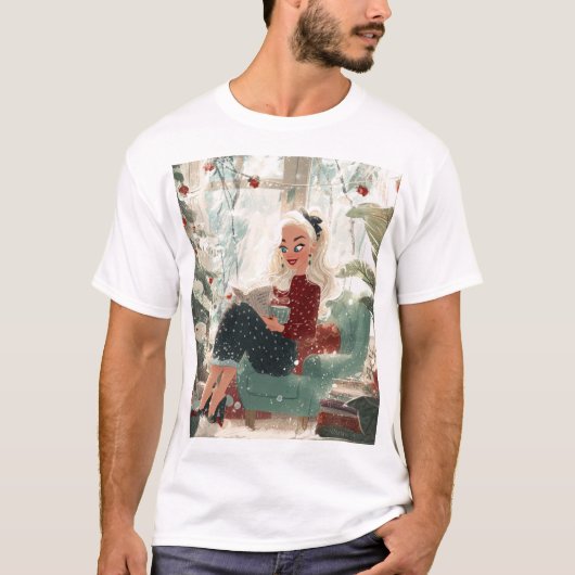 Holiday Reading Glow – Cozy Christmas Retreat T-Shirt (Vorderseite)