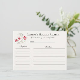 Holiday Recipe Card – Personalized Winter Floral D Ankündigung