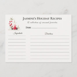 Holiday Recipe Card – Personalized Winter Floral D Ankündigung