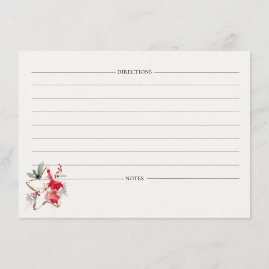 Holiday Recipe Card – Personalized Winter Floral D Ankündigung (Rückseite)