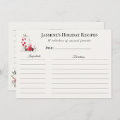 Holiday Recipe Card – Personalized Winter Floral D Ankündigung (Vorne/Hinten)