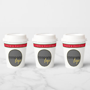 HOLIDAY RED and GREEN BUSINESS LOGO FIRMA Pappbecher