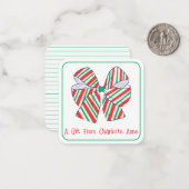Holiday Red and Green Strip Bow Personalisiert Mitteilungskarte (Vorderseite/Rückseite Beispiel)