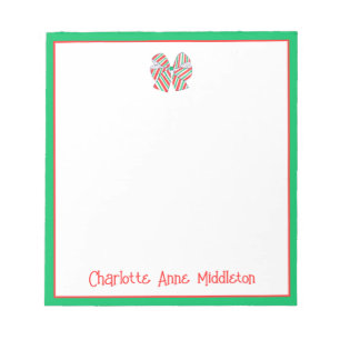 Holiday Red and Green Strip Bow Personalisiert Notizblock