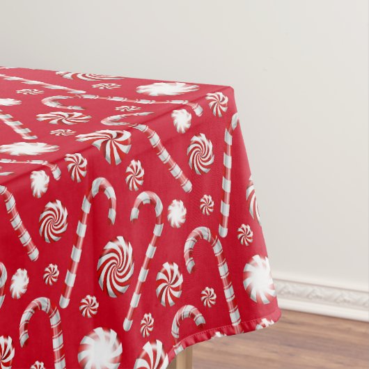 Holiday Red and White Winter Candy Cane Weihnachte Tischdecke (Beispiel)