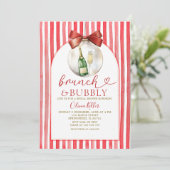 Holiday Red Brunch & Bubbly Bridal Shower Einladung (Stehend Vorderseite)
