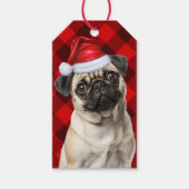 Holiday Red Buffalo Plaid Pug Dog Lover Christmas Geschenkanhänger (Vorderseite)