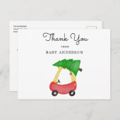 Holiday Red Car Baby Dusche Vielen Dank Postkarte (Vorne/Hinten)