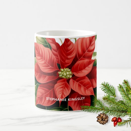 Holiday Red Christmas Poinsettia Personalisiert Kaffeetasse