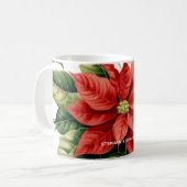 Holiday Red Christmas Poinsettia Personalisiert Kaffeetasse (Vorderseite Links)