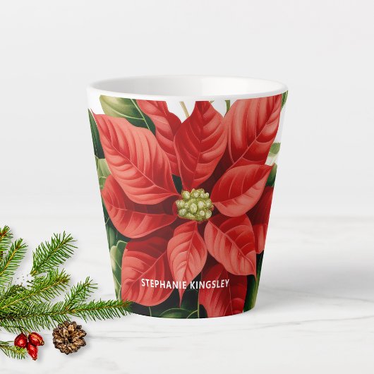 Holiday Red Christmas Poinsettia Personalisiert Milchtasse