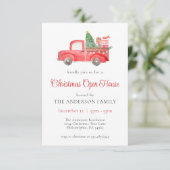 Holiday Red Christmas Truck Open House Einladung (Stehend Vorderseite)