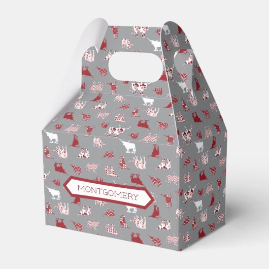 Holiday Red Gemustert Longhorns Muster Geschenkschachtel (Vorderseite)
