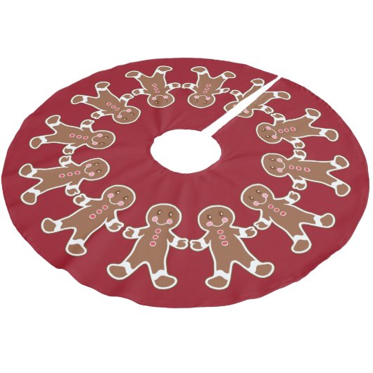 Holiday Red Gingerbread Boys Weihnachtsbaumrock Polyester Weihnachtsbaumdecke (Schrägansicht)