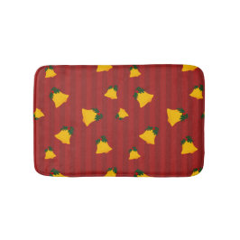 Holiday Red Gold Stripe Bells Christmas Badematte