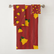 Holiday Red Gold Stripe Bells Christmas