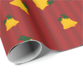 Holiday Red Gold Stripe Bells Christmas Geschenkpapier (Rolleneckpunkt)