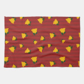 Holiday Red Gold Stripe Bells Christmas Geschirrtuch (Horizontal)