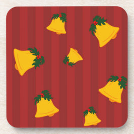 Holiday Red Gold Stripe Bells Christmas Getränkeuntersetzer