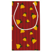 Holiday Red Gold Stripe Bells Christmas Kleine Geschenktüte (Rückseite)