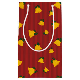 Holiday Red Gold Stripe Bells Christmas Kleine Geschenktüte