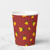 Holiday Red Gold Stripe Bells Christmas Pappbecher (Rückseite)