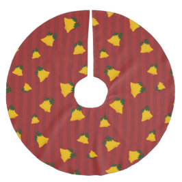 Holiday Red Gold Stripe Bells Christmas Polyester Weihnachtsbaumdecke