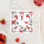 Holiday Red Gray Gnomes Weihnachts-Party Wasserfar Serviette (Beispiel)