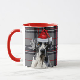 Holiday Red Gray Kariert Great Dane Weihnachten Tasse