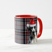 Holiday Red Gray Kariert Great Dane Weihnachten Tasse (VorderseiteRechts)