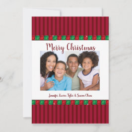 Holiday Red & Green Gemes Custom Foto & Greetings Feiertagskarte