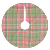 Holiday Red Green Tartan Kariert Polyester Weihnachtsbaumdecke (Vorderseite)
