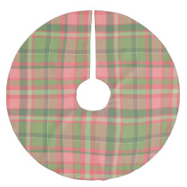 Holiday Red Green Tartan Kariert Polyester Weihnachtsbaumdecke