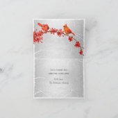 Holiday Red Kardinals Imitats Silver Danke Karte (Innenseite)