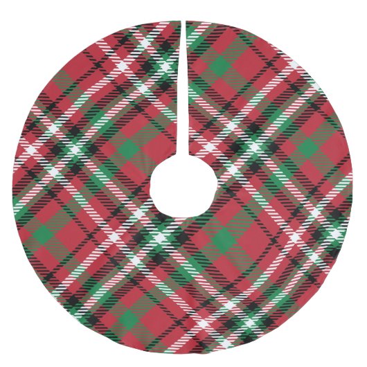 Holiday Red Kariert Pattern Polyester Weihnachtsbaumdecke (Vorderseite)