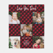 Holiday Red Kariert Personalisiert 5 Foto Collage Fleecedecke (Vorderseite)