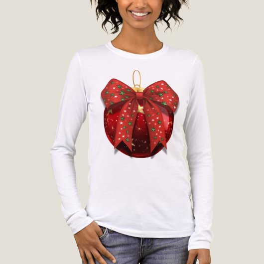 Holiday Red Ornament mit Big Bow Tri-Blend Shirt (Vorderseite)
