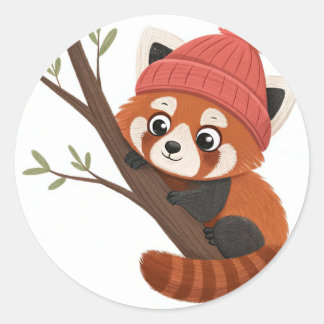 Holiday Red Panda Runder Aufkleber