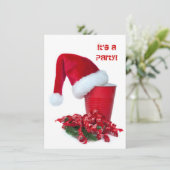 Holiday Red Party Cup und Cap Einladung (Stehend Vorderseite)