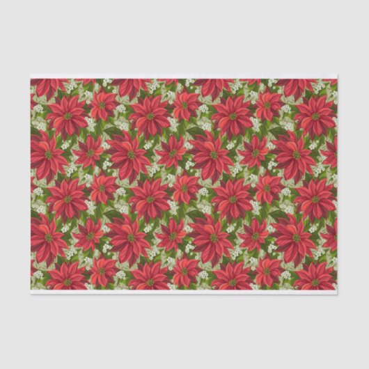 Holiday Red Poinsettia Tissue Paper Seidenpapier (Vorderseite)
