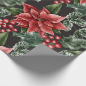 Holiday Red Poinsettias Pine Greenery Xmas Geschenkpapier (Ecke)